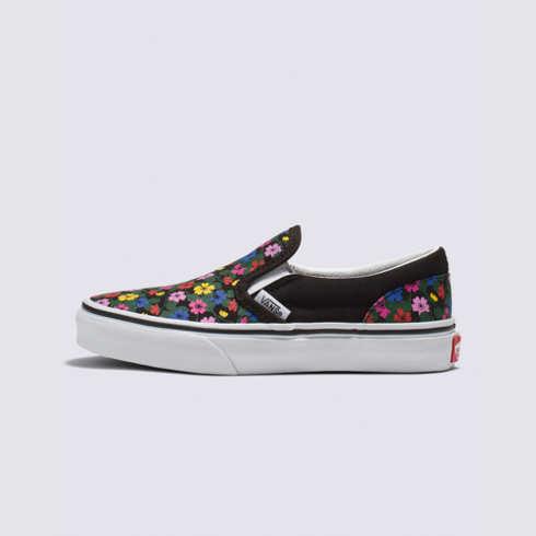 Vans Kids Floral Classic Slip-on (black/white)