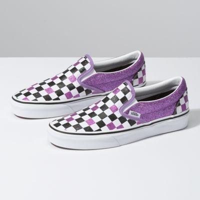 Vans Glitter Checkerboard Slip-on (fairy Wren/true White)