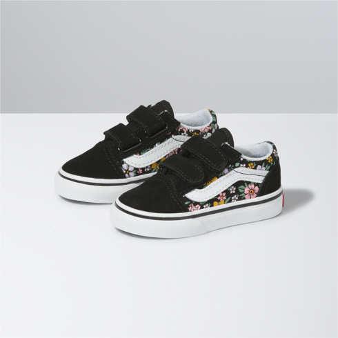 Vans Toddler Fun Floral Old Skool V Shoe (black/true White)