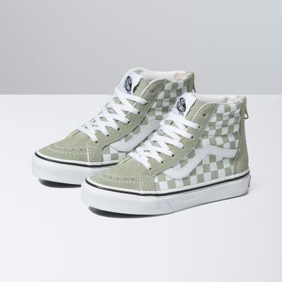 Vans Kids Checkerboard Sk8-hi Zip (desert Sage)