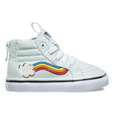 Vans Toddler Rainbow Sidestripe Sk8-hi Zip (wan Blue True White)