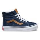 Vans Kids Denim C L Sk8-hi Zip (dress Blues/chipmunk)