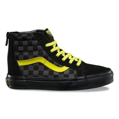 Vans Kids Checkerboard Sk8-hi Zip (asphalt/reflective)
