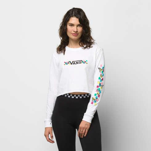 Vans Float On Cropped Long Sleeve Tee (white)