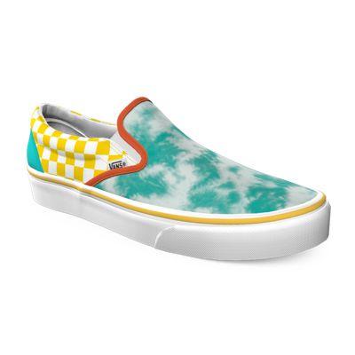 Vans Customs Kids Teal Acid Wash Slip-on (customs)