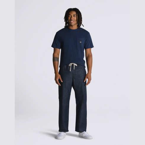 Vans Stonewash Range Denim Loose Tapered Elastic Pant (midnight Rinse)