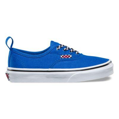 Vans Kids Check Lace Authentic Elastic Lace (victoria Blue/true White)