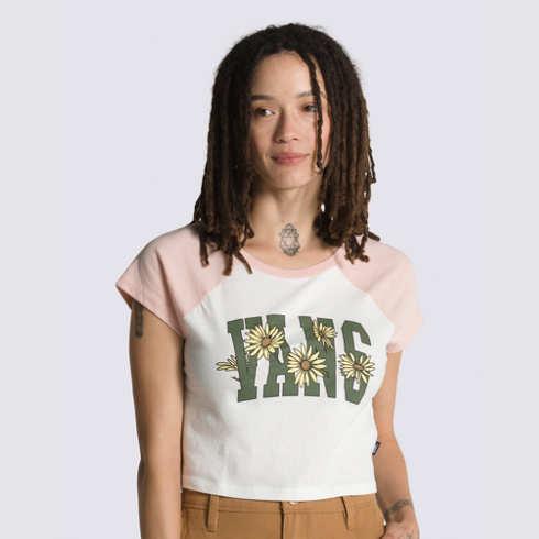 Vans Daisy Raglan Crop Tee (marshmallow/rose Smoke)