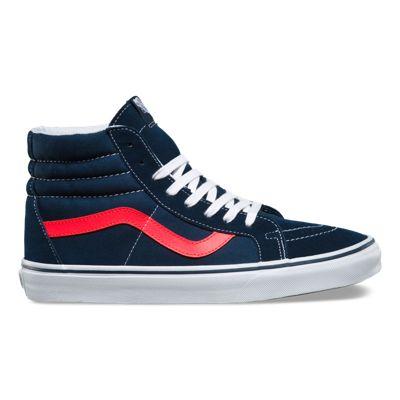 Vans Neon Leather Sk8-hi Reissue (dress Blues/neon Red)