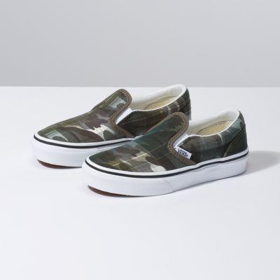 Vans Kids Plaid Camo Classic Slip-on (grape Leaf/true White)