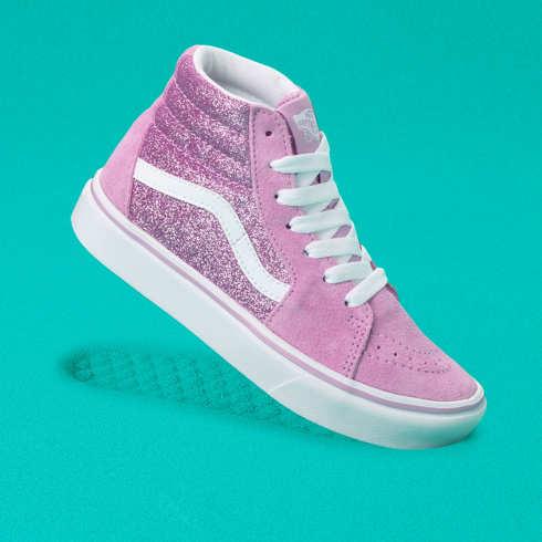 Vans Kids Glitter Comfycush Sk8-hi (orchid/true White)