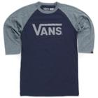Vans Boys Vans Classic Raglan T-shirt (black Iris/heather Grey) T-shirts: Large