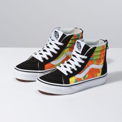 Vans Kids Pop Camo Sk8-hi Zip (blazing Yellow/black)