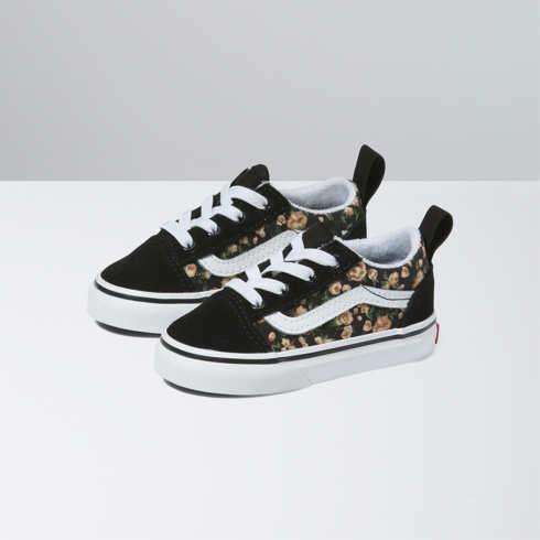 Vans Toddler Rose Dreams Old Skool Elastic Lace Shoe (black/white)