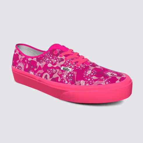 Vans Customs Neon Pink Sparkle Camo Authentic (customs)