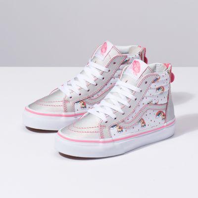 Vans Kids Unicorn Rainbow Sk8-hi Zip (pink Lemonade/true White)