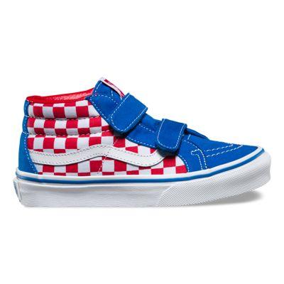 Vans Kids Checkerboard Sk8-mid Reissue V (racing Red/imperial Blue)