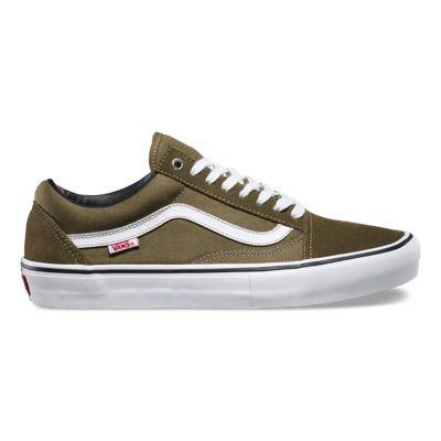Vans Mens Shoes Skate Shoes Mens Shoes Old Skool Pro (dark Olive/white)