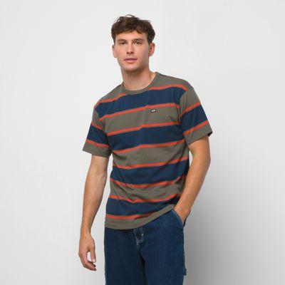 Vans Newlin Bold Stripe Knit Shirt (grape Leaf/dress Blues)