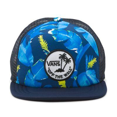Vans Boys Surf Patch Trucker Hat (dress Blues Bonsai Leaf)