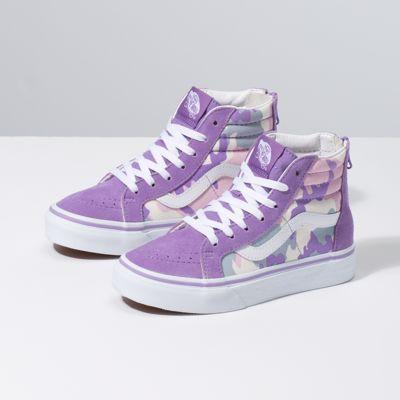 Vans Kids Pastel Camo Sk8-hi Zip (fairy Wren/marshmallow)