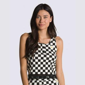 Vans Oversized Floral Checkerboard Tank Top (black)