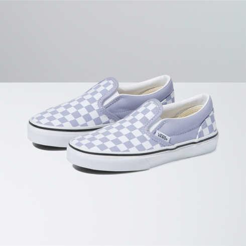 Vans Kids Checkerboard Classic Slip-on (languid Lavender/true White)