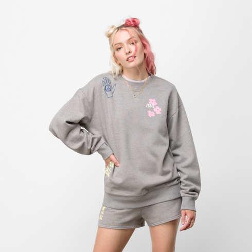 Vans Mascy Daze Oversized Pullover Crew Fleece (grey Heather)