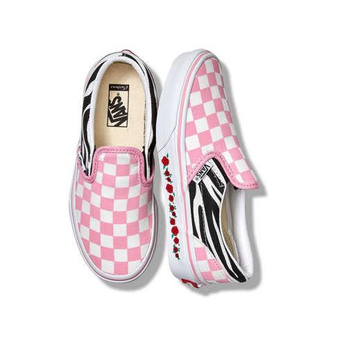 Vans Customs Kids Prism Pink Checkerboard Slip-on (customs)