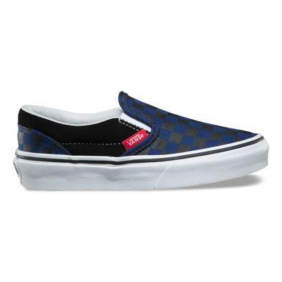 Vans Kids Checkerboard Classic Slip-on (black/blue Depths)