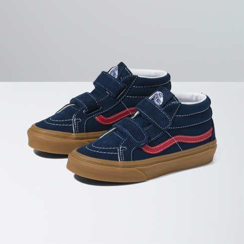 Vans Kids Gum Sk8-mid Reissue V (dress Blues/chili Pepper)