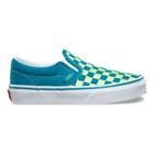 Vans Kids Checkerboard Slip-on (enamel Blue Sharp Green)