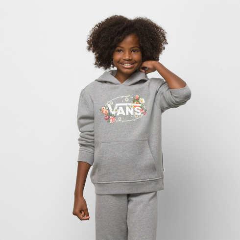 Vans Girls Floral Frame Bff Hoodie (grey Heather)