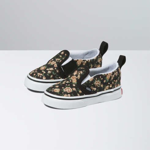 Vans Toddler Rose Dreams Slip-on V Shoe (black/white)