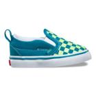 Vans Toddler Checkerboard Slip-on V (enamel Blue Sharp Green)