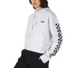 Vans Check Sleeve Cropped Pullover Hoodie (white Heather)