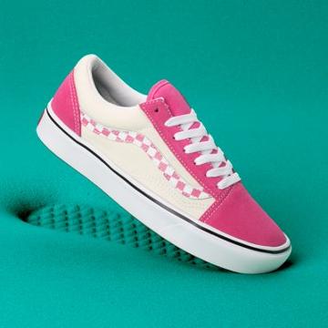 Vans Comfycush Sidestripe Check Old Skool (carmine Rose/true White)