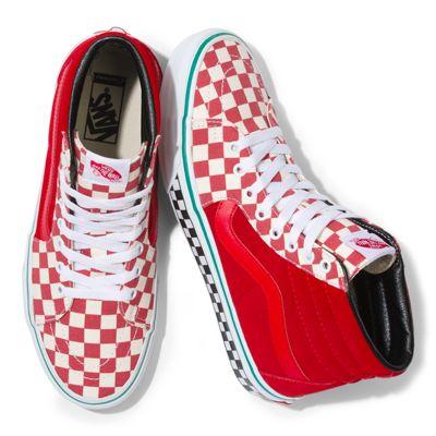 Vans Customs Racing Red Checkerboard Sk8-hi (customs)