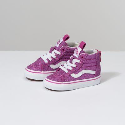 Vans Toddler Glitter Textile Sk8-hi Zip (pink/true White)