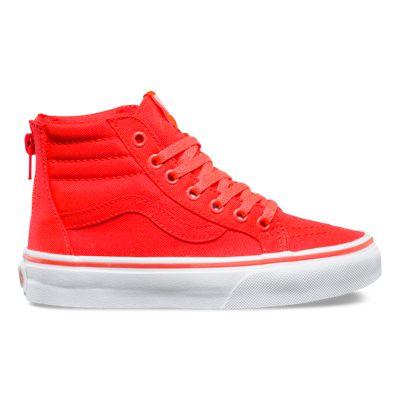 Vans Kids Neon Canvas Sk8-hi Zip (coral/true White)