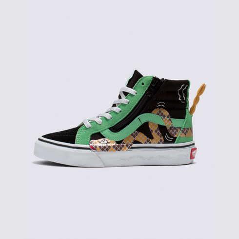 Vans Kids Sk8-hi Reissue Side Zip Snake (green/black)