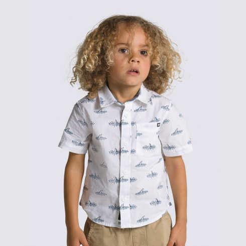 Vans Little Kids Shark Fin Buttondown Shirt (white)