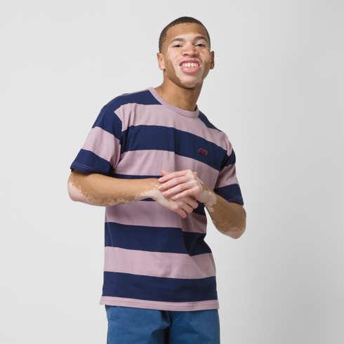 Vans Seasonal Color Stripe Crew Shirt (elderberry/dress Blues)