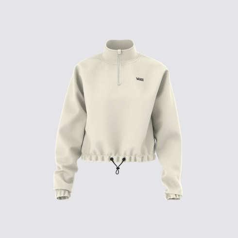 Vans Left Chest Logo Mock Neck Half Zip Hoodie (marshmallow)