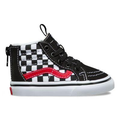 Vans Toddler Checkerboard Sk8-hi Zip (black Red True White)