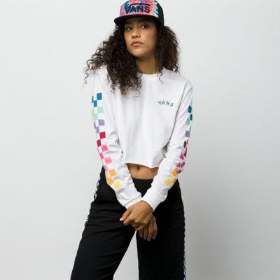 Vans Rain Checks Long Sleeve Crop Tee (white)