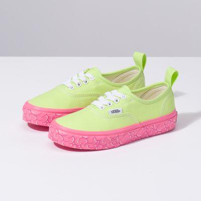 Vans Kids Brain Wall Authentic Elastic Lace (sharp Green/pink Lemonade)