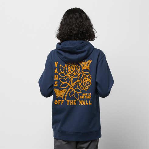 Vans Roses And Butterflies Pullover Hoodie (dress Blues)