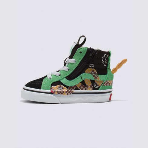 Vans Toddler Sk8-hi Reissue Side Zip Snake (green/black)
