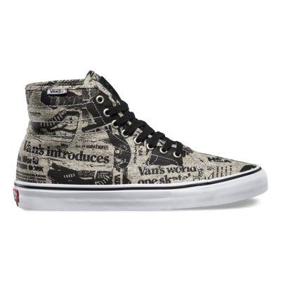 Vans Mens Shoes Skate Shoes Mens Shoes Av Classic High (newsprint Black/white)